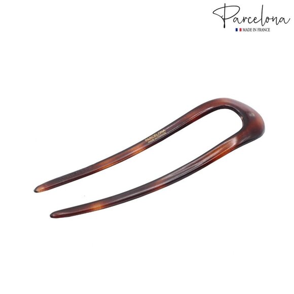 French Twist Bun Hair U Pin Tortoise Shell Celluloid with Crystal Embellishment main image 5